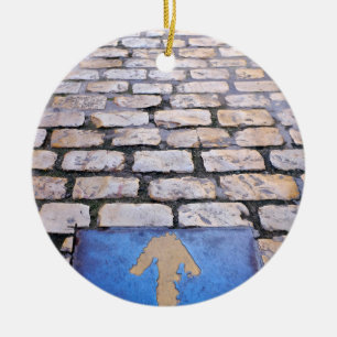 Yellow arrow ceramic ornament