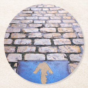 Yellow arrow round paper coaster