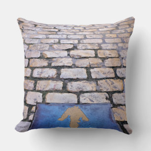 Yellow arrow throw pillow