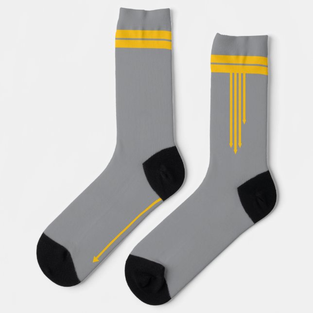 Yellow Arrows on Grey Socks (Left)