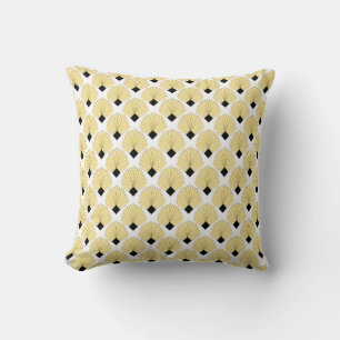 Yellow Art Deco Design Throw Pillow