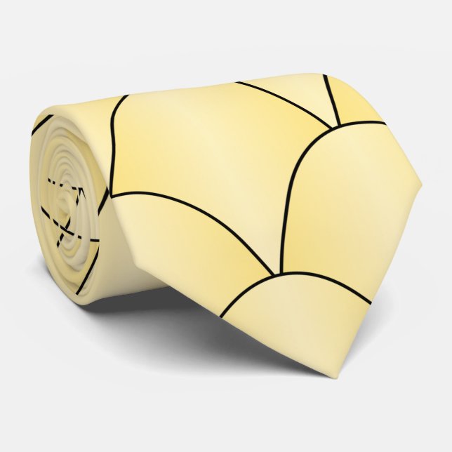 Yellow Art Deco Design Tie (Rolled)