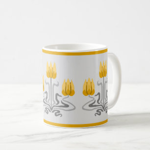 Yellow Art Nouveau Tulip Trio Coffee Mug