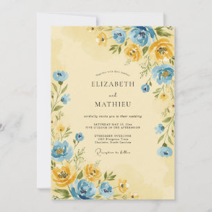 Yellow Artistic Botanical Spring Wedding Invitation