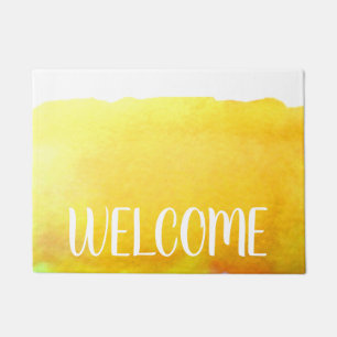 Yellow arty watercolor theme welcome mat