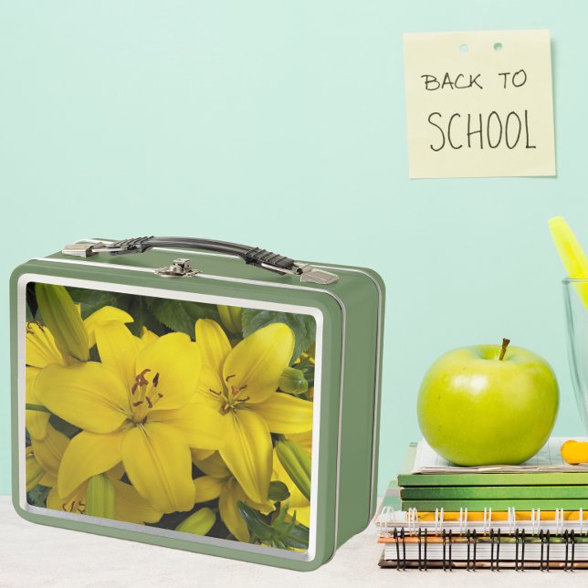 Yellow Asiatic Lilies Floral Metal Lunch Box (in Situ School)