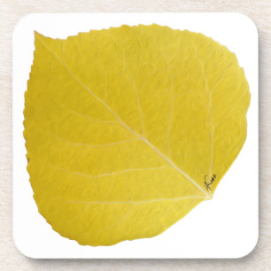 Yellow Aspen Leaf #5 Coaster