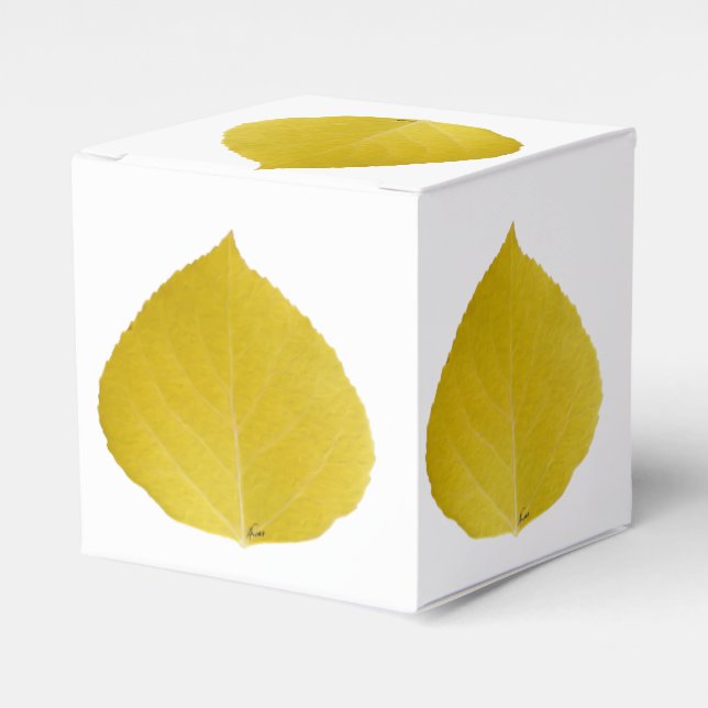 Yellow Aspen Leaf #5 Favor Box (Front Side)