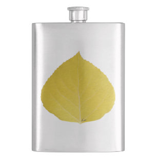 Yellow Aspen Leaf #5 Hip Flask