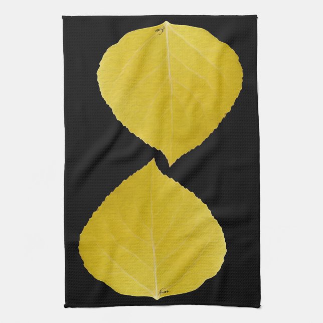 Yellow Aspen Leaf #5 Kitchen Towel (Vertical)