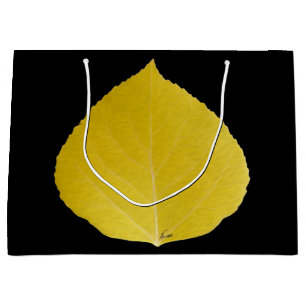 Yellow Aspen Leaf #5 Large Gift Bag