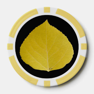 Yellow Aspen Leaf #5 Poker Chips