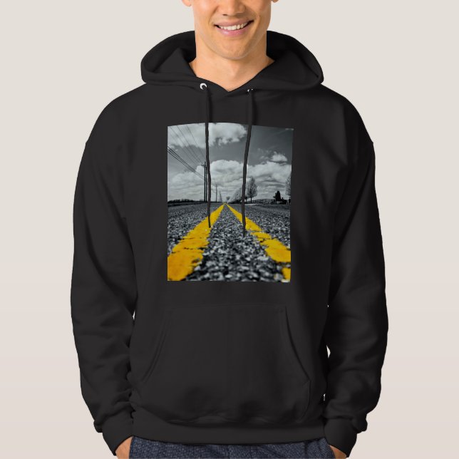 Yellow Asphalt Highway Road Creative Photography Hoodie (Front)