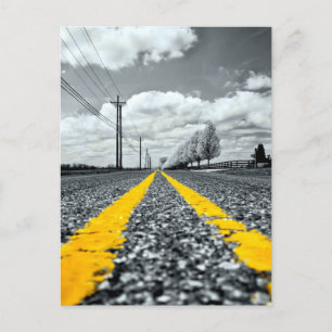 Yellow Asphalt Highway Road Creative Photography Postcard