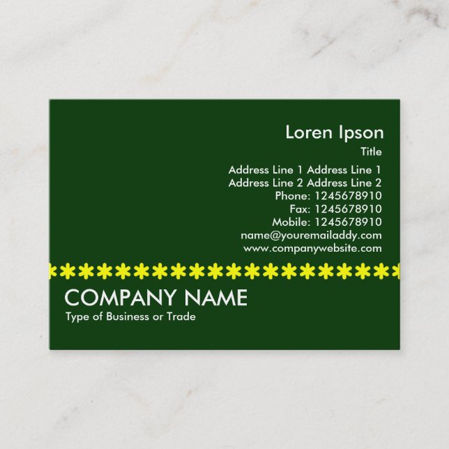 Yellow Asterisk Line - Dark Green Business Card (Front)