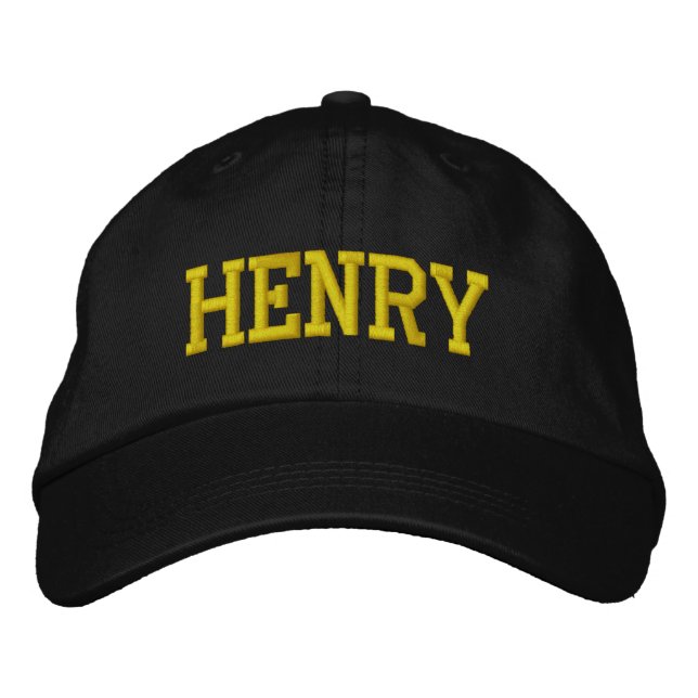 Yellow Athletic Block Monogram Custom Name Embroidered Hat (Front)
