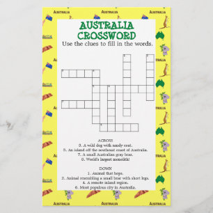 Yellow Australia crossword paper