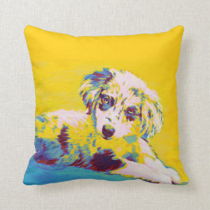 yellow australian shephard puppy pillow