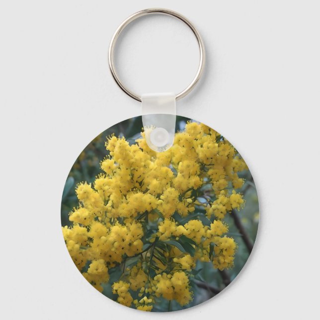 Yellow Australian Wattle Tree, Keyring (Front)