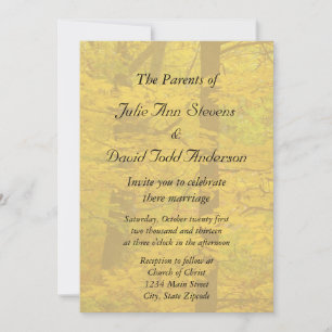 Yellow Autumn Forest Theme Wedding Invitation