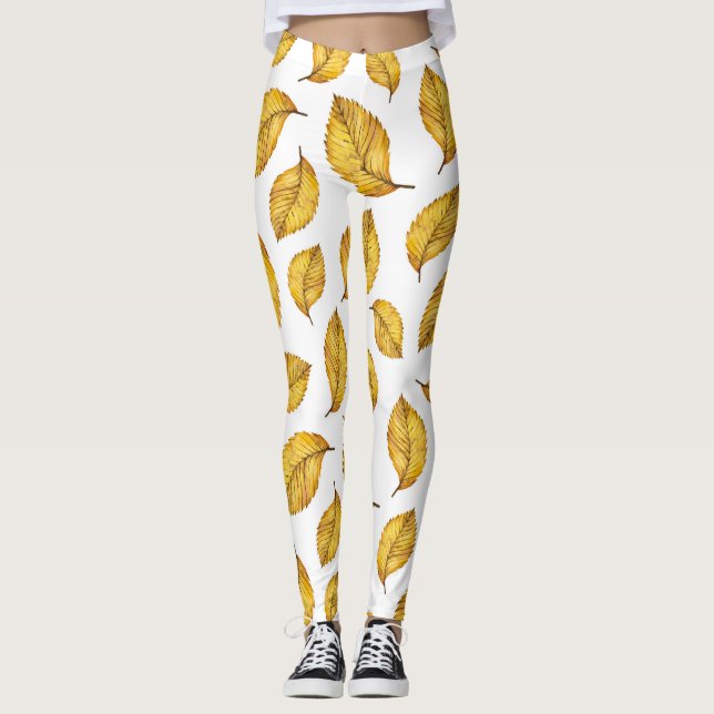 Yellow Autumn Leaf Leggings (Front)