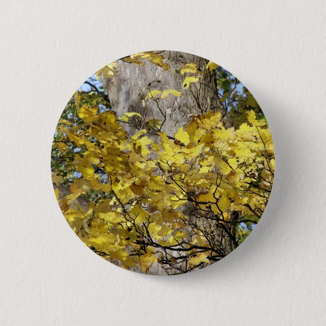 YELLOW AUTUMN LEAVES 2 INCH ROUND BUTTON (Front)