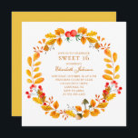 Yellow autumn sweet 16. Fall garden 16th birthday Invitation<br><div class="desc">Yellow fall sweet 16 birthday watercolor invitation. Contact me,  please,  if you need additional items.</div>