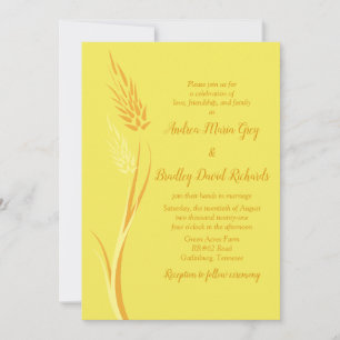 Yellow Autumn Wheat Country Farm Wedding Invitation