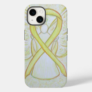 Yellow Awareness Ribbon Angel coque iphone personn