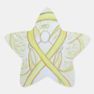 Yellow Awareness Ribbon Angel Custom Art Stickers
