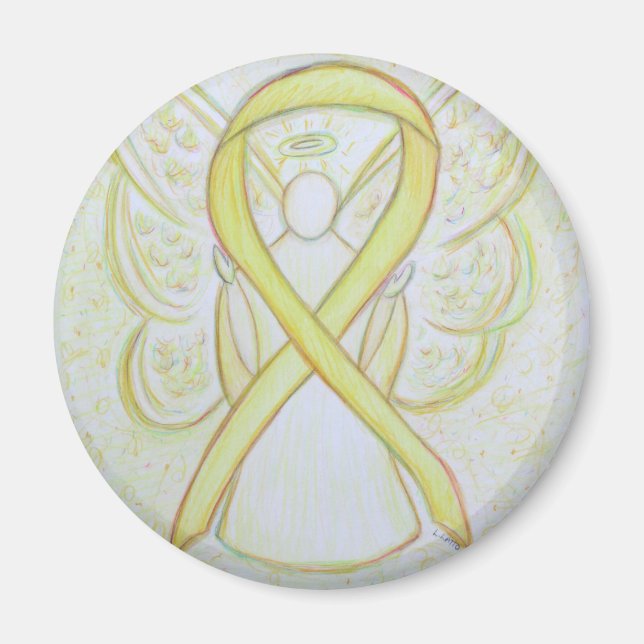 Yellow Awareness Ribbon Angel Magnets d'art (Devant)
