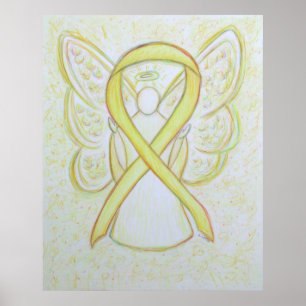Yellow Awareness Ribbon Angel Poster Art Print