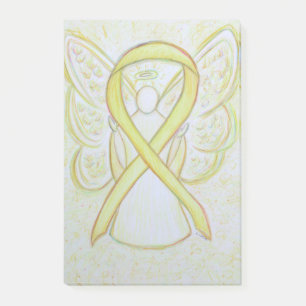 Yellow Awareness Ribbon Angel Sticky Post ItNotes Post-it Notes