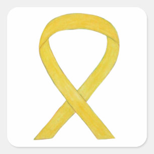 Yellow Awareness Ribbon Art Custom Sticker Decals