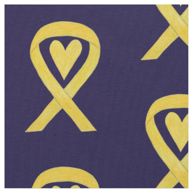 Yellow Awareness Ribbon Heart Fabric Material (Close Up)