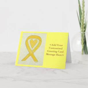 Yellow Awareness Ribbon Heart Personalized Cards