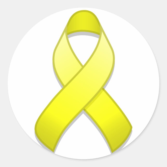 Yellow Awareness Ribbon Round Sticker (Front)