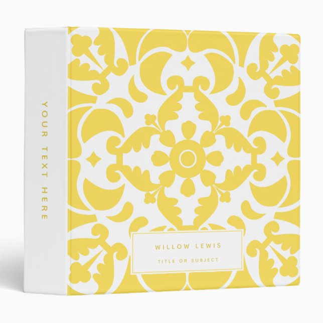 Yellow Azulejos Portuguese Spanish Mediterranean Binder (Front/Spine)