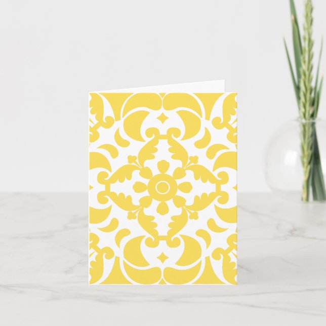 Yellow Azulejos Portuguese Spanish Mediterranean Card (Front)