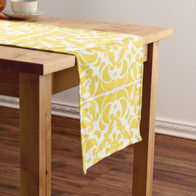 Yellow Azulejos Portuguese Spanish Mediterranean Long Table Runner (In Situ)