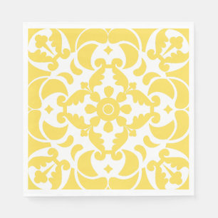 Yellow Azulejos Portuguese Spanish Mediterranean Napkin