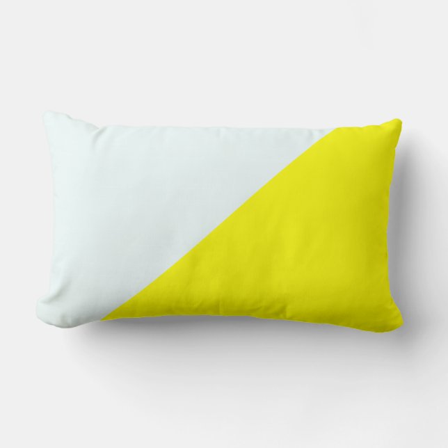 Yellow & Azure mist Solid Colour Background Lumbar Pillow (Front)