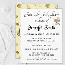 Yellow Baby Boy or Girl Modern Baby Shower