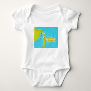 Yellow Baby goose with light blue water Bodysuit
