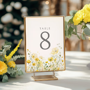 Yellow Baby In Bloom Floral Wildflower Baby Shower Table Number