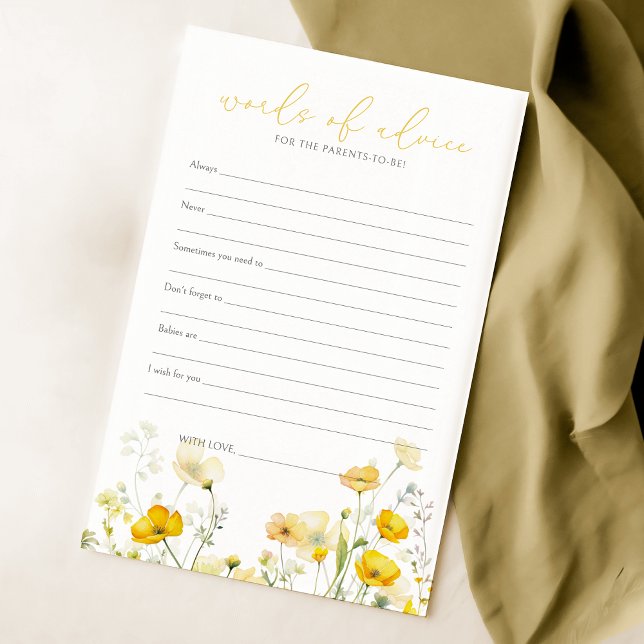 Yellow Baby In Bloom Wildflower Baby Advice Card (Creator Uploaded)