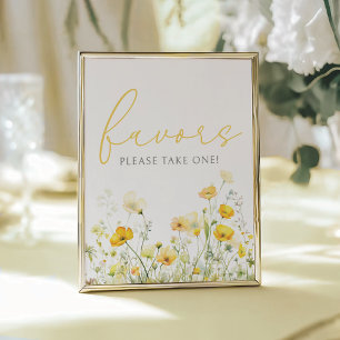 Yellow Baby In Bloom Wildflower Shower Favour Sign