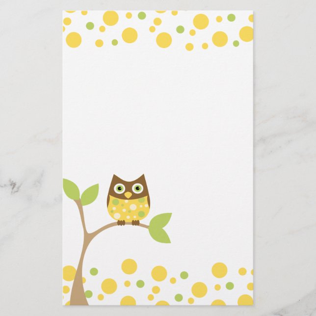 Yellow Baby Owl Stationery (Front)