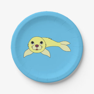 Yellow Baby Seal Paper Plate