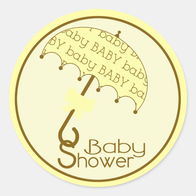 Yellow Baby Shower Umbrella Sticker (Front)
